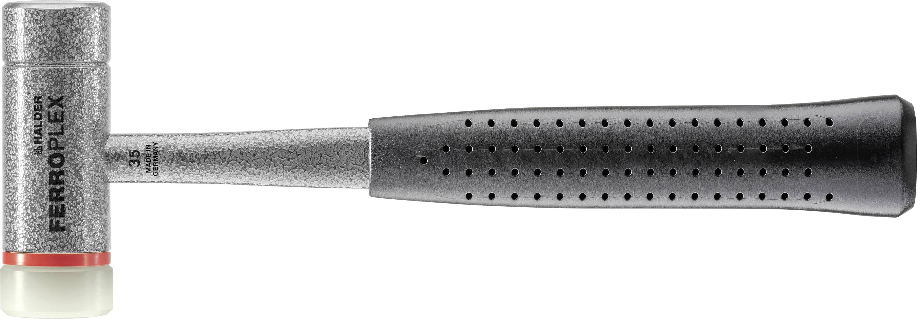 Marteau en caoutchouc à tête grise et manche noir, adapté aux travaux nécessitant de ne pas endommager les surfaces.