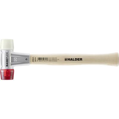 Maillet en caoutchouc avec manche en bois, marque 'BASEPLEX'. Tête avec embouts rouge et blanc. Informations du fabricant sur le manche.