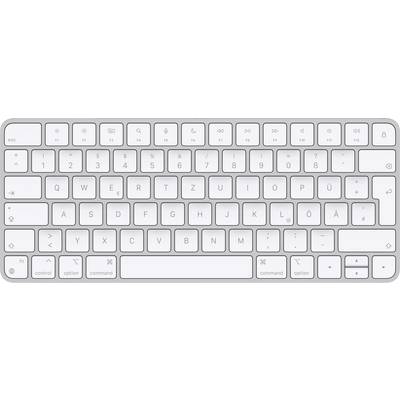 Clavier d'ordinateur allemand au format Apple. Présente des touches avec des lettres, des chiffres et des symboles. Disposition QWERTZ avec touches de fonction.