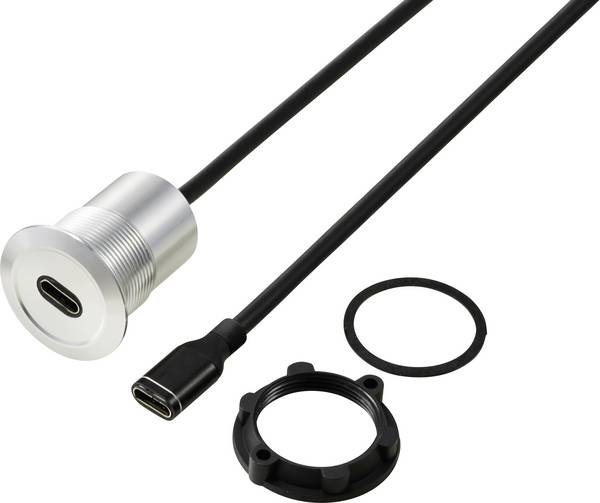 Prise/prise USB-C® (3.1) 1 m Câble argent TC-13376300 TRU COMPONENTS Contenu: 1 pc(s)