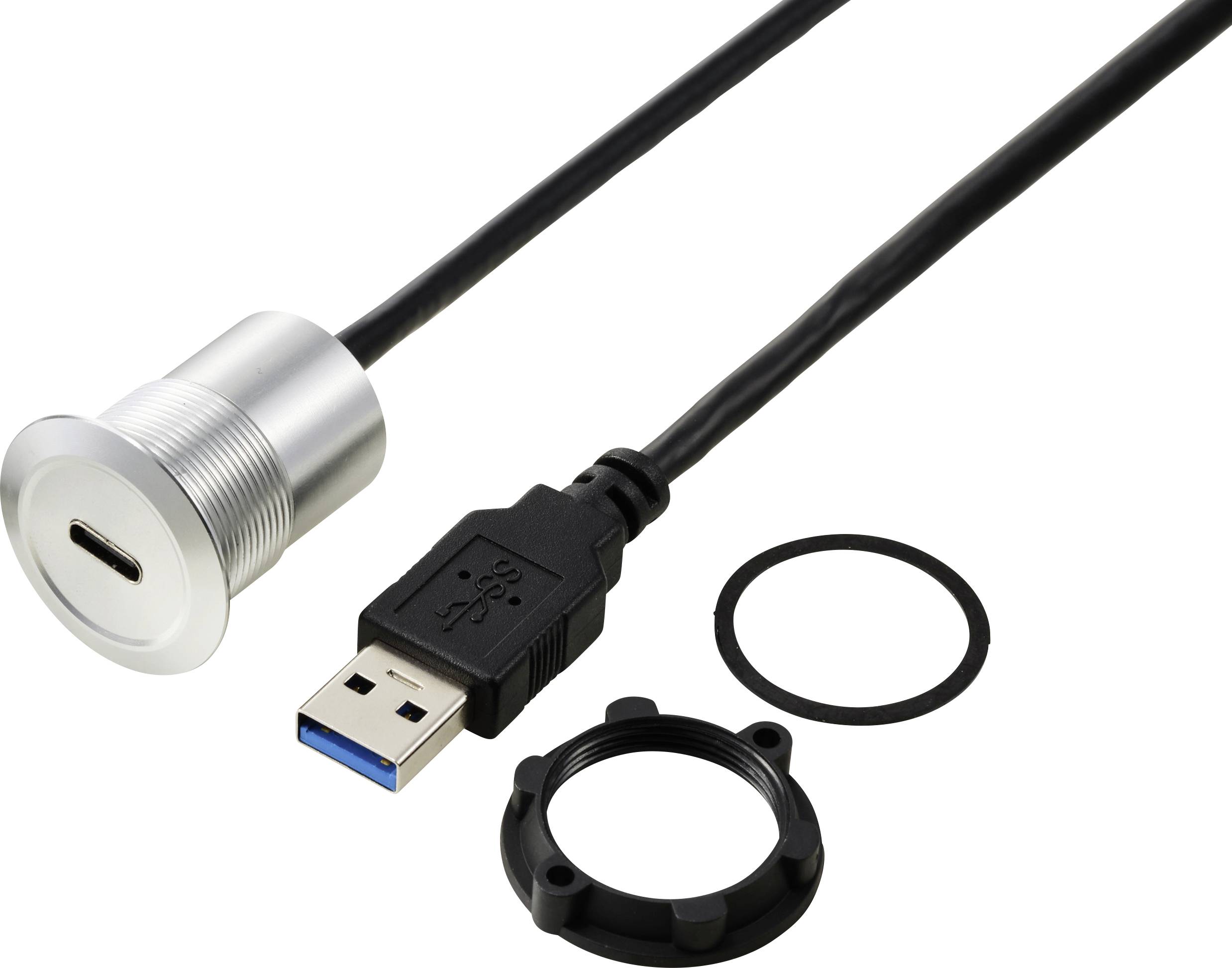 Prise USB-C® (3.1)/prise USB-A (3.0) 1 m Câble argent TC-13376308 TRU COMPONENTS Contenu: 1 pc(s)