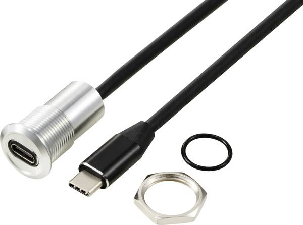 Prise USB-C® (3.1)/prise 1 m Câble argent TC-13376324 TRU COMPONENTS Contenu: 1 pc(s)