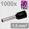 TRU COMPONENTS TC-13377204 Embout simple d'extrémité de câble 1.5 mm² partiellement isolé noir 1000 pc(s)