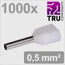 TRU COMPONENTS TC-13377224 Embout double d'extrémité de câble 0.5 mm² partiellement isolé blanc 1000 pc(s)