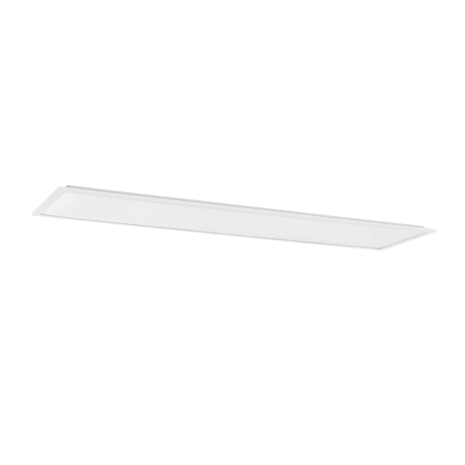 Un luminaire de plafond rectangulaire blanc allongé au design épuré.