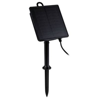 Panneau solaire sur un piquet de terre, avec câble. Utilisé pour l'alimentation électrique des outils de jardin, destiné aux applications extérieures.