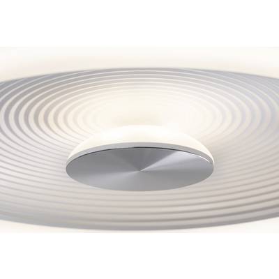 Un luminaire de plafond moderne avec des cercles concentriques ronds, diffusant une lumière douce et uniforme.