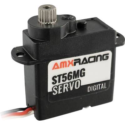Un module de servomoteur numérique noir portant l'inscription 'AMXRACING ST5MG SERVO DIGITAL' sur son boîtier.