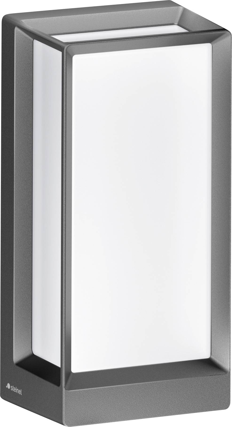 Un luminaire mural moderne au design rectangulaire, doté d'un cadre sombre et d'un panneau central lumineux et éclatant.