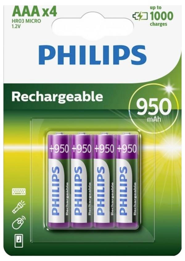 Philips HR03 Pile rechargeable LR3 (AAA) NiMH 900 mAh 1.2 V 4 pc(s)