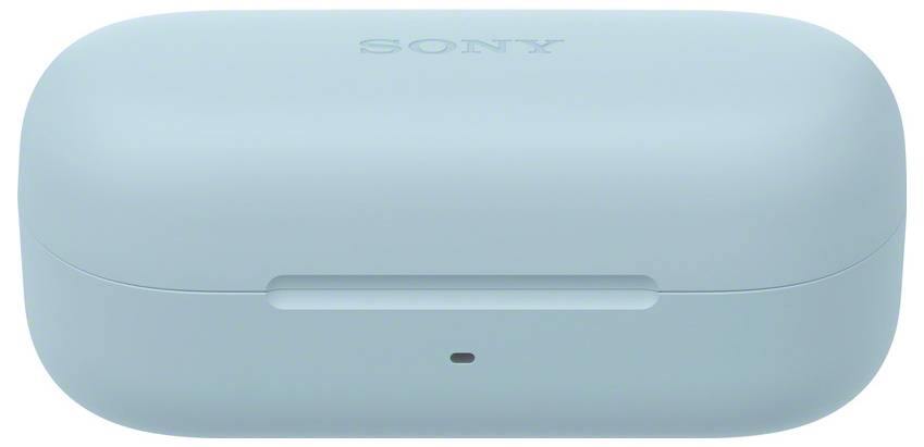 Étui de chargement vert portant l'inscription 'SONY', fermé.