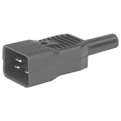 Un connecteur noir rectangulaire avec trois bornes métalliques. Il est souvent utilisé pour des connexions électriques ou de données.