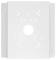 Plaque de montage blanche, rectangulaire, avec plusieurs perçages symétriques et bords arrondis, adaptée à diverses installations.