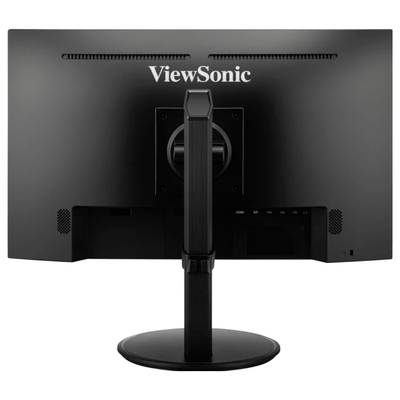 Un moniteur vu de dos avec un support pivotant, le logo de la marque 'ViewSonic' en haut.