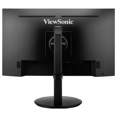Vue arrière d'un moniteur d'ordinateur noir ViewSonic avec un support réglable, adapté aux postes de travail de bureau ou à domicile.