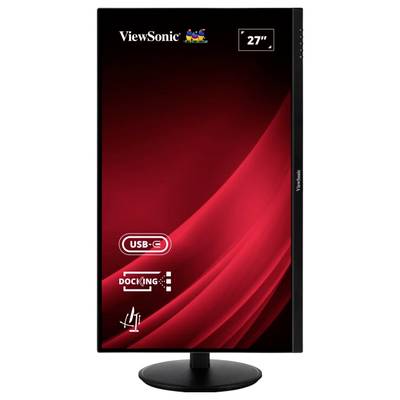 Un moniteur ViewSonic de 27 pouces en orientation verticale avec port USB-C et fonction de station d'accueil, adapté aux actualisations d'image rapides.