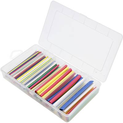 Une boîte en plastique ouverte contient des pailles colorées triées de différentes couleurs.