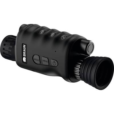 Un appareil de vision thermique noir et compact avec plusieurs touches sur le côté, dont 'Mode' et 'Menu'. Adapté aux activités de plein air.