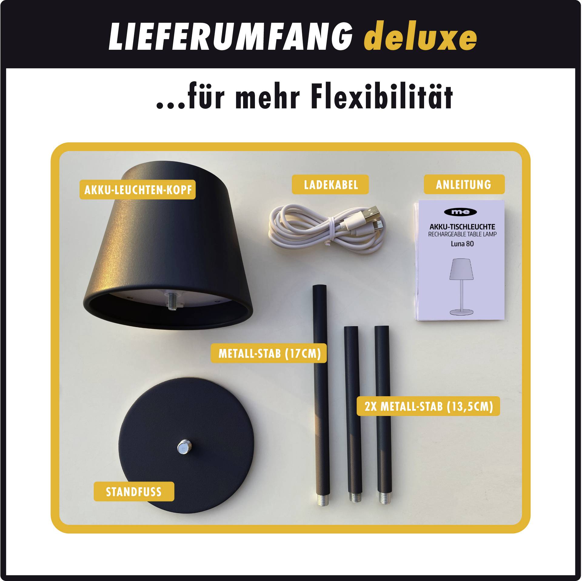 m-e modern-electronics LUNA-80 S 41436 Lampe de table sans fil LED LED intégrée 3 W noir-5