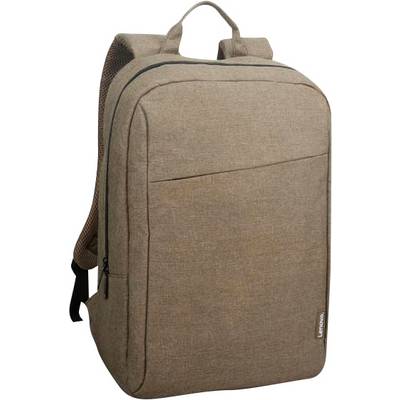 Un sac à dos de couleur kaki avec une poche avant, des bretelles rembourrées et une poignée supérieure.