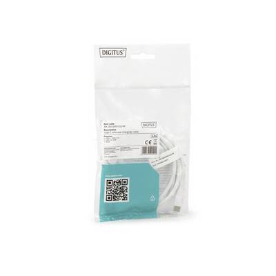 Un câble de charge USB-C dans un emballage transparent comportant le logo de la marque, un code QR, des informations sur le produit et le marquage CE. Le câble mesure 1,5 m de long.