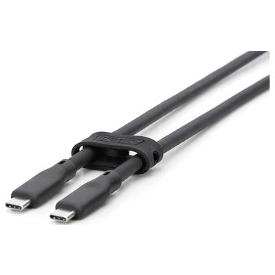 Deux câbles USB-C noirs avec une pince de rangement.