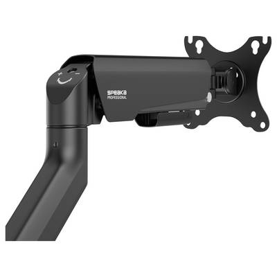 Bras de moniteur noir individuel, support de fixation pour écran. Pivotant et inclinable, adapté à l'aménagement ergonomique du poste de travail.