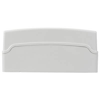 Boîte blanche rectangulaire avec un couvercle arrondi et une fente, probablement un boîtier ou un capot.