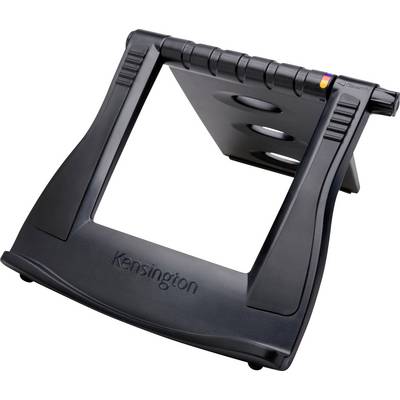Support de laptop Kensington en noir, incliné pour un positionnement ergonomique.