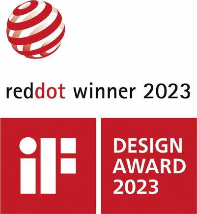 Logos « Red Dot Winner 2023 » et « iF Design Award 2023 ».