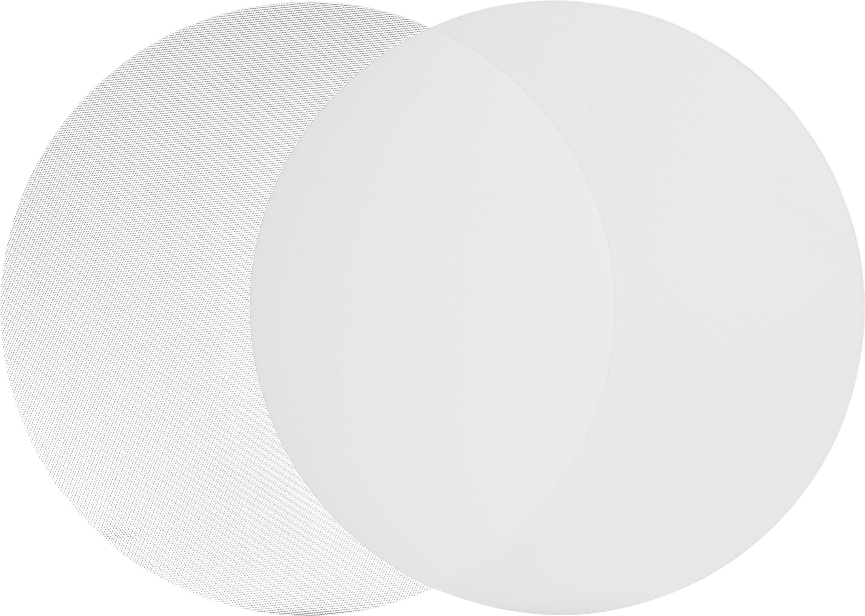 Deux disques blancs et ronds qui se chevauchent, pouvant symboliser la transparence ou la perméabilité.