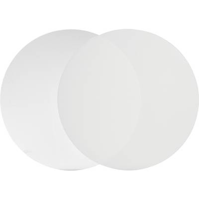 Deux disques blancs et ronds qui se chevauchent, pouvant symboliser la transparence ou la perméabilité.