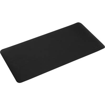 Un sous-main rectangulaire noir, lisse et sobre dans son design.