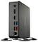 Un mini PC compact noir avec différentes connexions : HDMI, DisplayPort, ports USB, connexions réseau et audio.