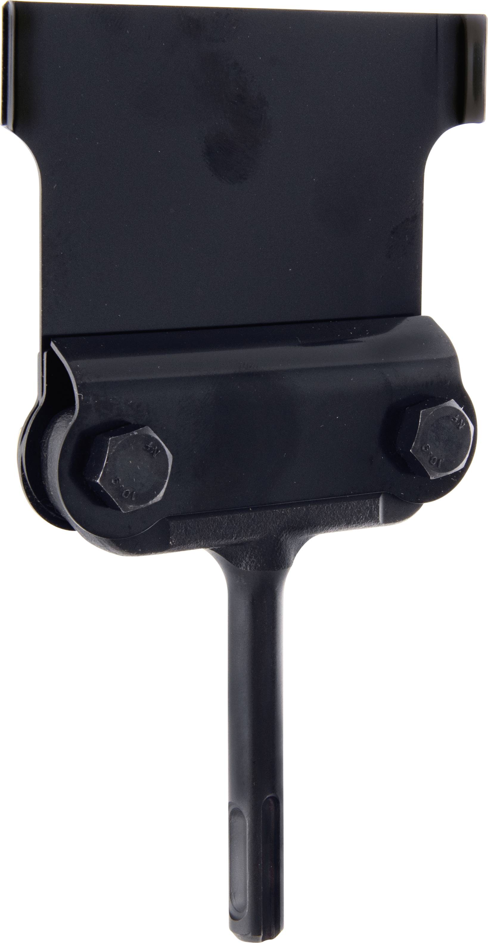 Un outil de burinage noir avec une tête plate et un long manche, probablement adapté à une utilisation avec des outils électriques.