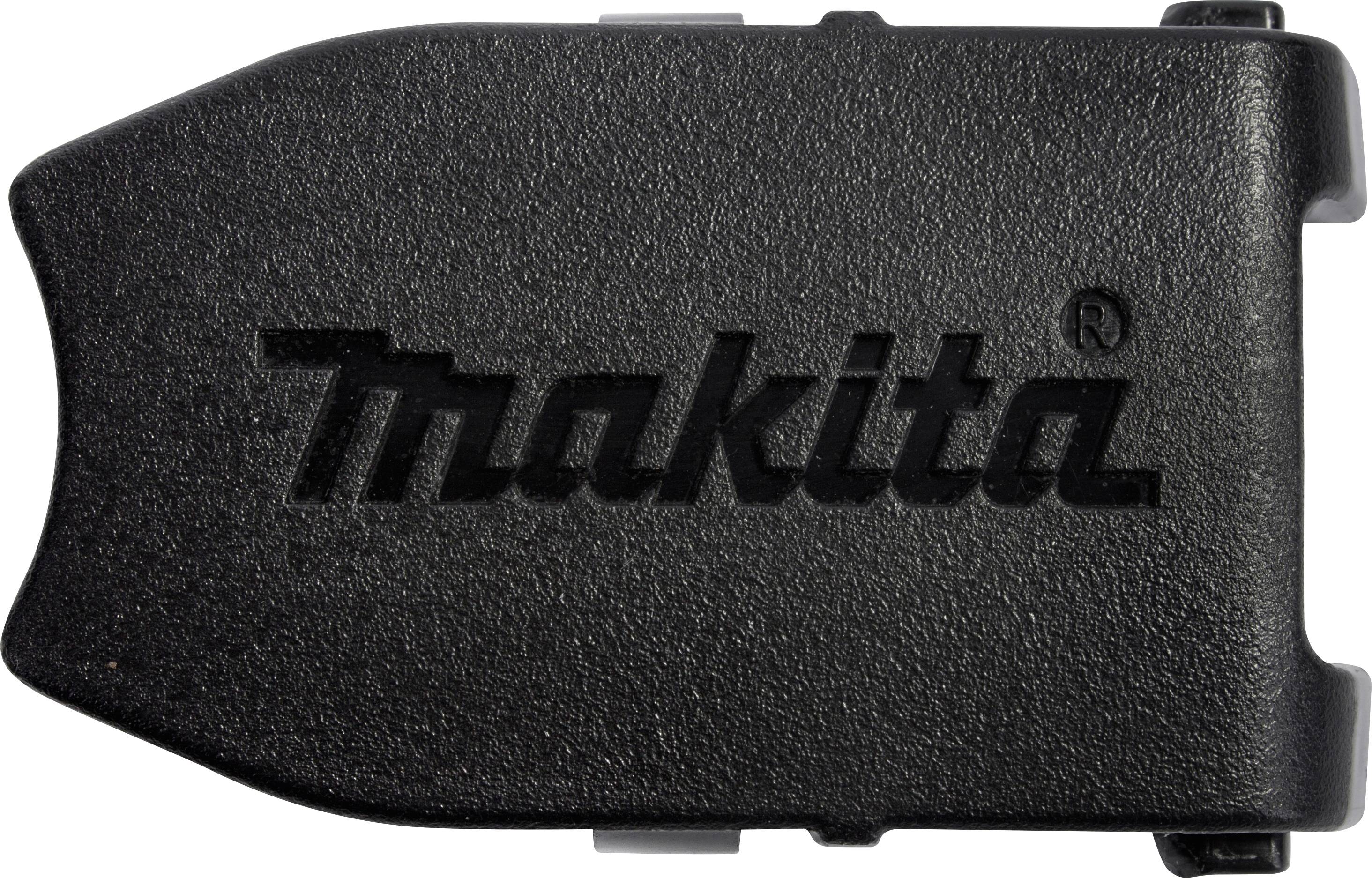 Adaptateur noir pour batterie Makita avec le nom de marque 'Makita' en relief sur la surface.