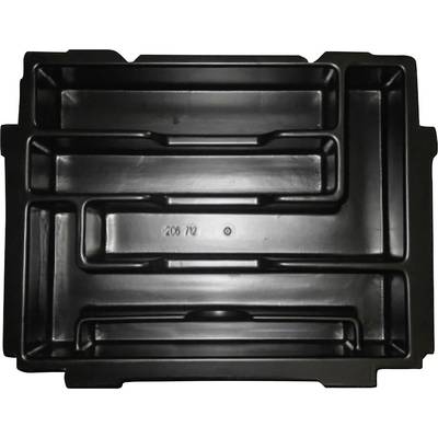 Un conteneur en plastique noir composé de plusieurs compartiments rectangulaires conçus pour le rangement ou le tri de divers objets.