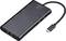 Un hub USB-C noir multiports avec ports Ethernet, HDMI, USB et lecteur de cartes, accompagné d'un câble USB-C.