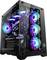Un PC gaming moderne avec un boîtier transparent affiche des ventilateurs lumineux et colorés. Vue claire sur les composants internes.