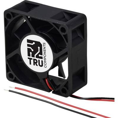 Ventilateur noir de TRU Components avec deux câbles, utilisé pour le refroidissement des appareils électroniques.
