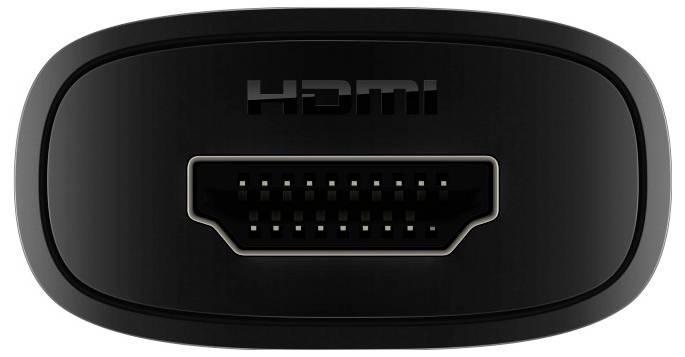 Connecteur HDMI noir montré, face avant visible.