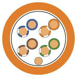 Un plateau de donuts colorés, bordé d'orange, sur un fond clair.