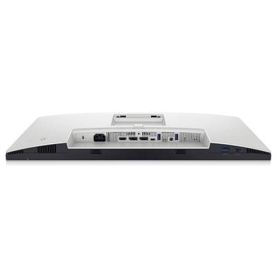 Arrière d'un écran d'ordinateur avec des ports : HDMI, DisplayPort, USB, prise d'alimentation. Compatible avec plusieurs appareils.