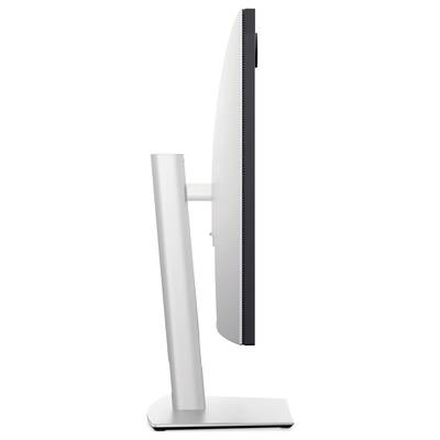 Moniteur en profil sur un support réglable. Un design fin et des lignes nettes soulignent l'esthétique moderne.