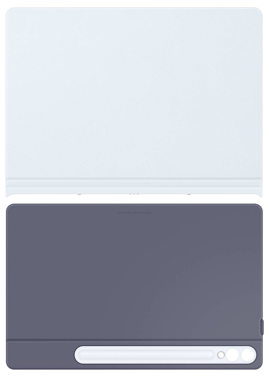 Un boîtier blanc et un boîtier noir pour un appareil électronique, tous deux avec un design de rectangle arrondi et des découpes pour les ports.