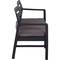 Banc de jardin noir avec accoudoirs et coussin d'assise gris, vue latérale. Adapté aux espaces extérieurs, design moderne.