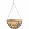 Panier suspendu en métal avec suspension par chaîne, doublé intérieurement de fibres de coco. Idéal pour les plantations sur balcon ou dans un jardin.