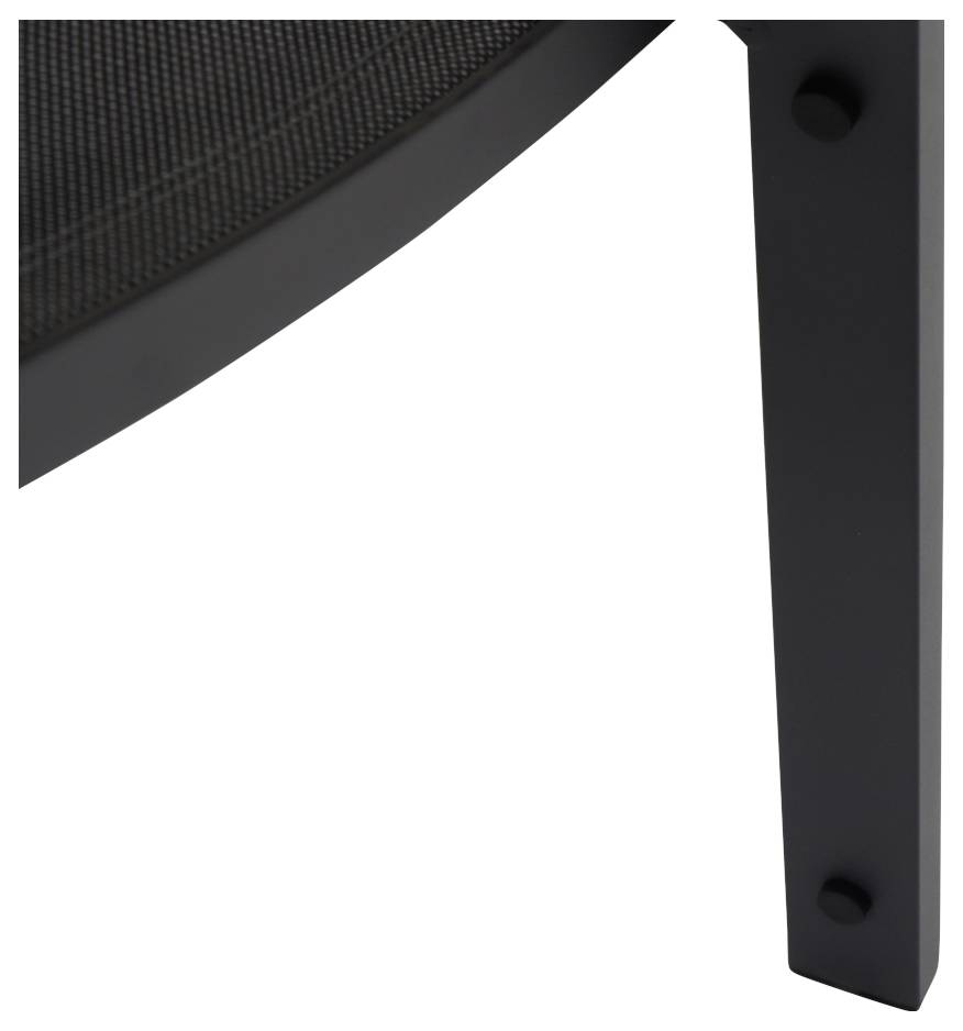 Un pied de chaise en métal noir, la surface assise ronde est partiellement visible. La structure semble stable et moderne.