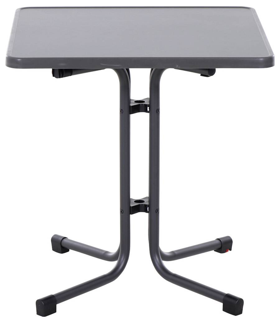 Table pliable avec un châssis en métal et un plateau rectangulaire. Adapté pour une utilisation intérieure et extérieure. Pratique pour les événements.