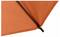 Parapluie orange avec une armature noire en gros plan, mettant en valeur la structure et la couleur du tissu du parapluie.